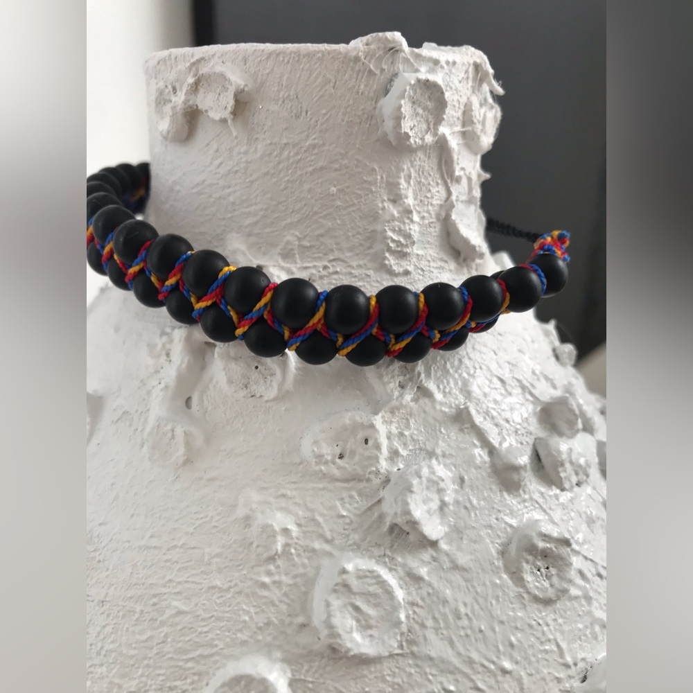 Columbian Handmade• Beaded Pull Through Bracelet • Stones• Unisex